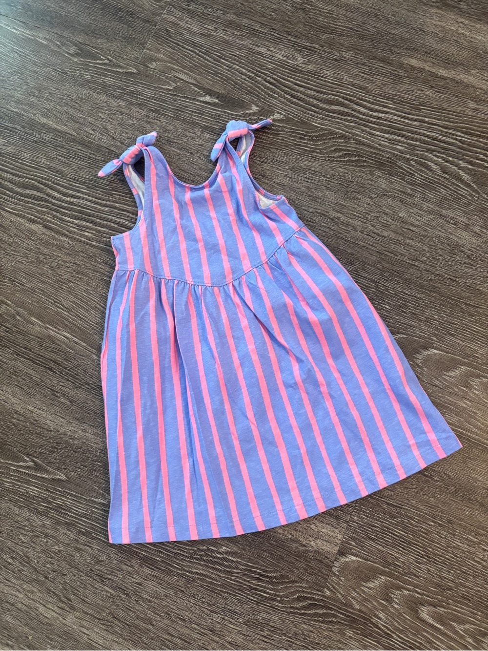 Zara Girls' Pink & Lavender Striped Tie-Shoulder Dress